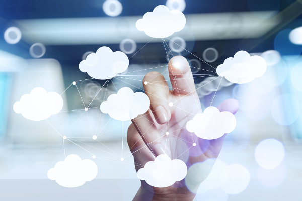 Man drawing digital cloud diagram